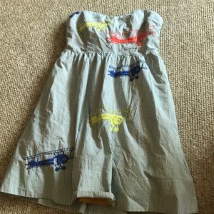 Anthropologie Striped Airplane Strapless Sundress